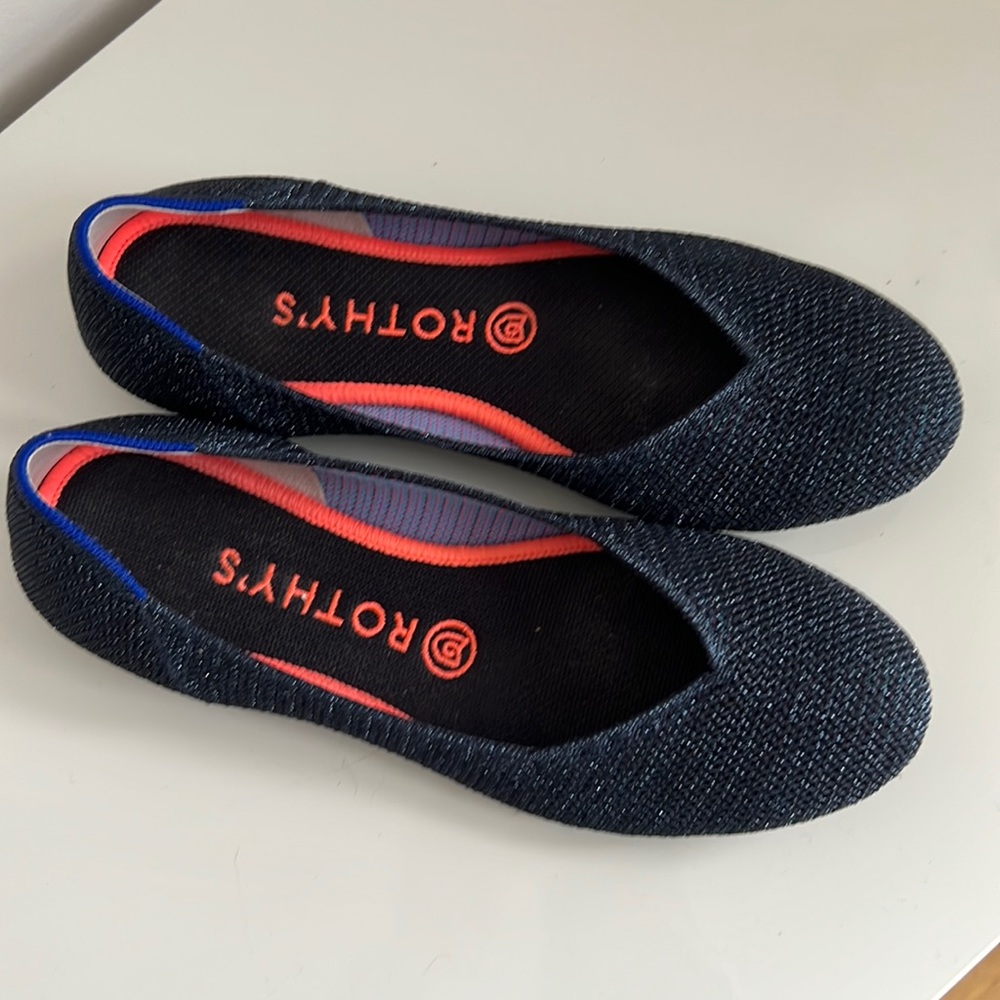 Rothy’s The Flat metallic navy blue